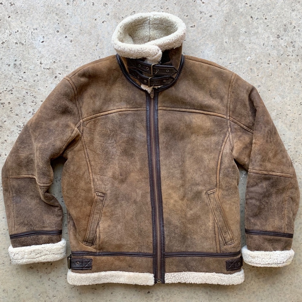 Vintage B-3 Bomber Shearling Leather Sherpa Jacket